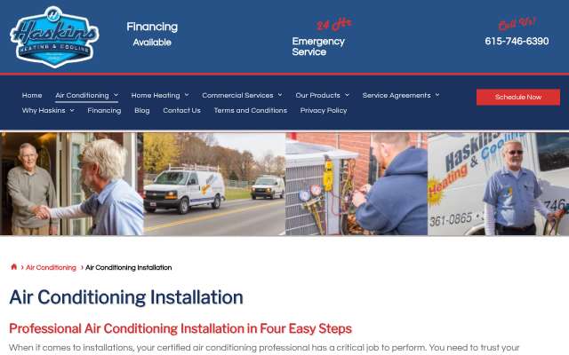 Haskins Heating & Cooling's page as the assistant saw it