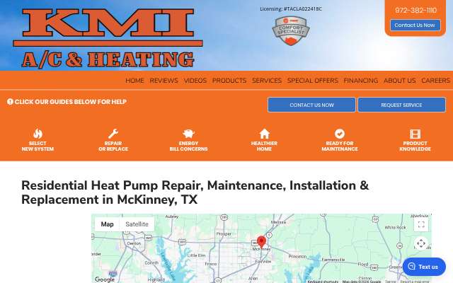 KMI A/C and Heating's page as the assistant saw it