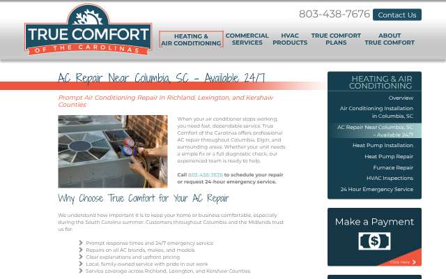 True Comfort of the Carolinas's page as the assistant saw it