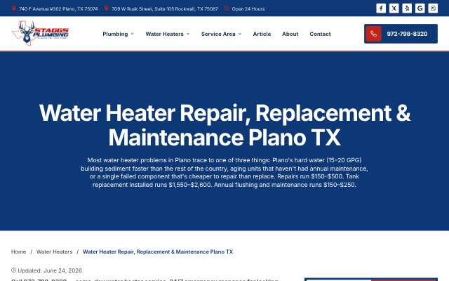 Staggs Plumbing's page as the assistant saw it