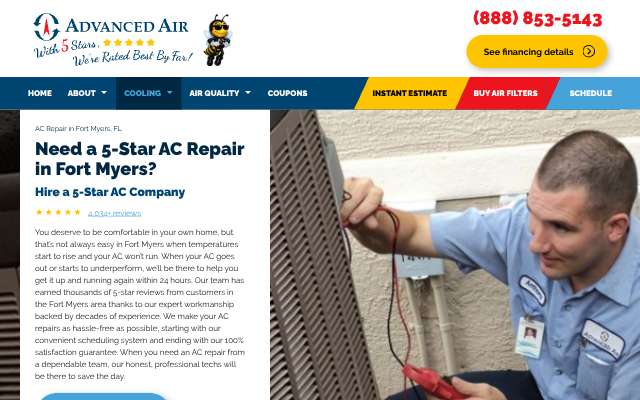 Advanced Air & Refrigeration, Inc.'s page as the assistant saw it