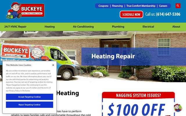 Buckeye Heating, Cooling, Plumbing & Electrical's page as the assistant saw it