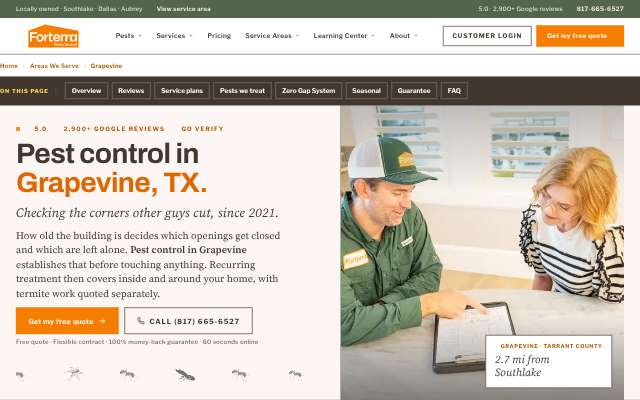 Forterra Pest Control's page as the assistant saw it