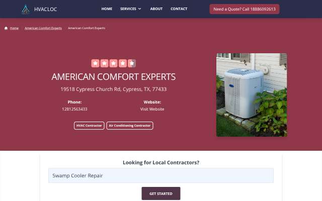 American Comfort Experts's page as the assistant saw it