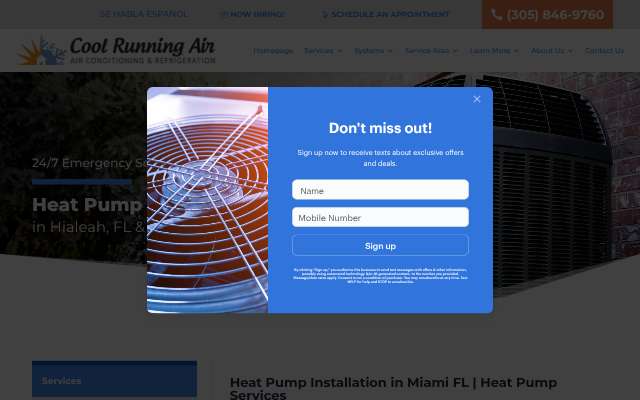 Cool Running Air, Inc.'s page as the assistant saw it