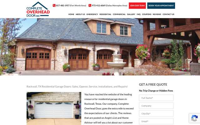Complete Overhead Door's page as the assistant saw it