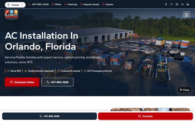 R.J. Kielty Plumbing, Air, Electric's page as the assistant saw it