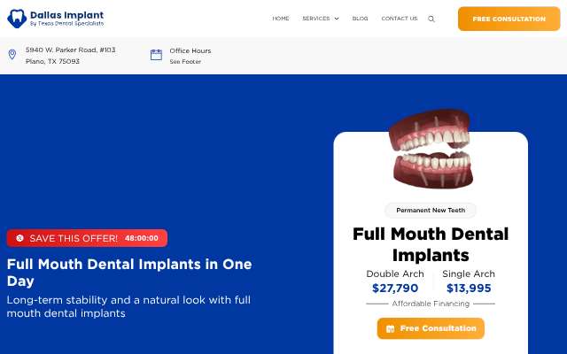 Dallas Implant Clinics's page as the assistant saw it