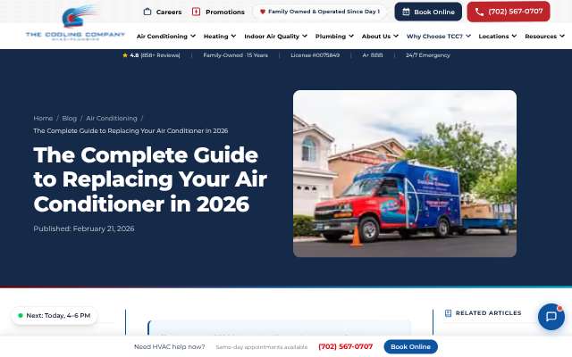 The Cooling Company's page as the assistant saw it