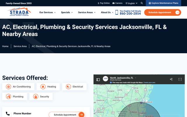 Strada Services's page as the assistant saw it