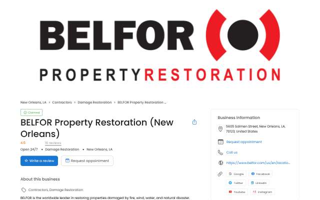 Certified Cleaning & Restoration DKI (BELFOR New Orleans)'s page as the assistant saw it