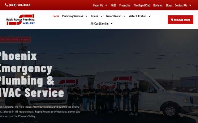Rapid Rooter Plumbing and Air's page as the assistant saw it