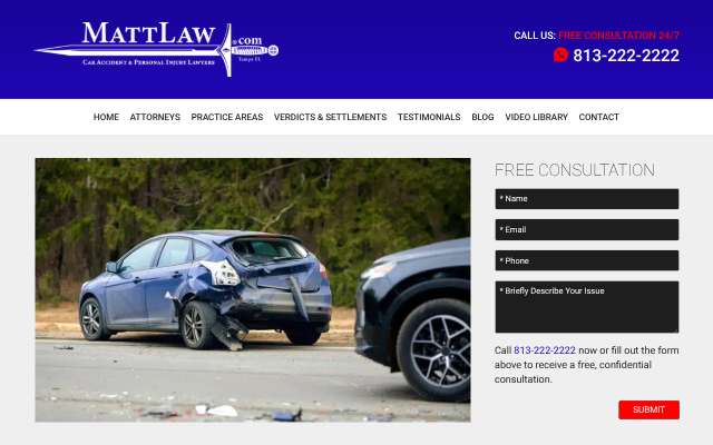 MattLaw Car Accident and Personal Injury Lawyers's page as the assistant saw it