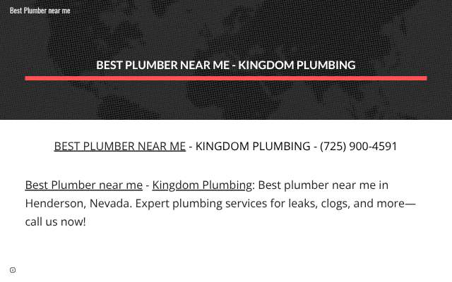Kingdom Plumbing's page as the assistant saw it