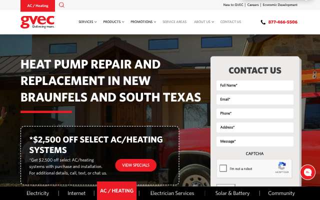 GVEC Air Conditioning & Heating's page as the assistant saw it