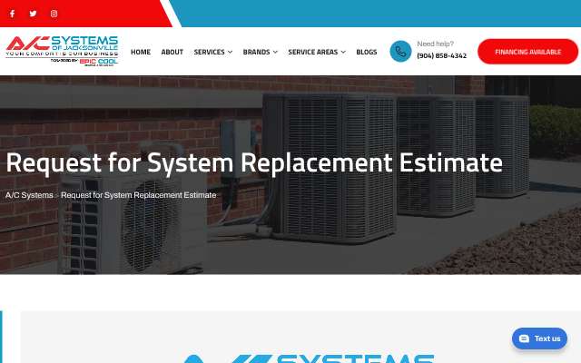 A/C Systems's page as the assistant saw it