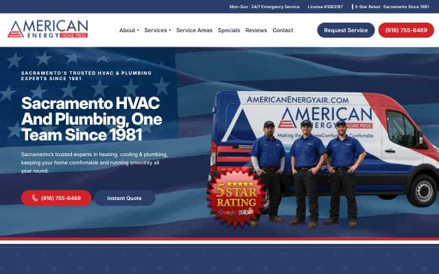 American Energy Heat & Air's page as the assistant saw it