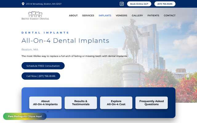 Brito Family Dental's page as the assistant saw it