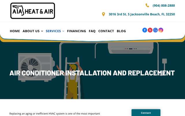 A1A Heat & Air's page as the assistant saw it