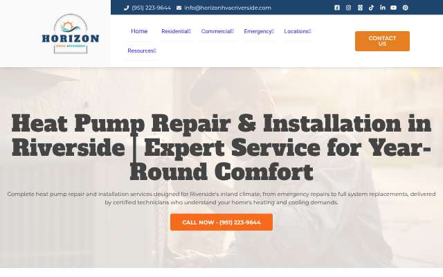 Horizon HVAC Riverside's page as the assistant saw it