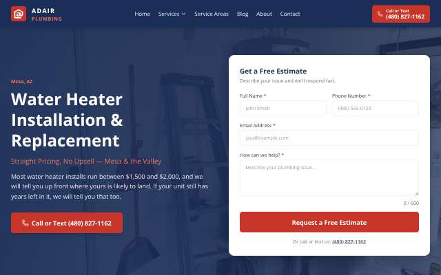Page cited for Adair Plumbing
