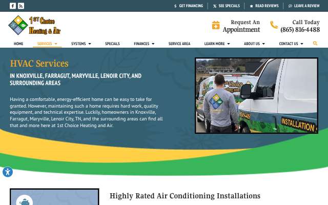1st Choice Heating and Air's page as the assistant saw it