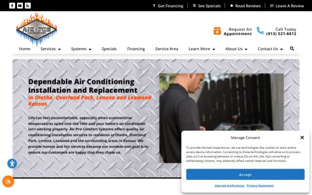 Air-Pro Comfort Systems's page as the assistant saw it