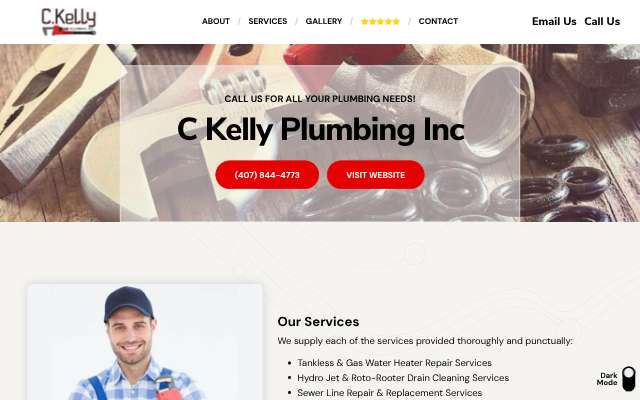 C Kelly Plumbing's page as the assistant saw it