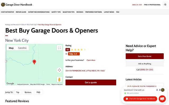 Best Buy Garage Doors & Openers's page as the assistant saw it