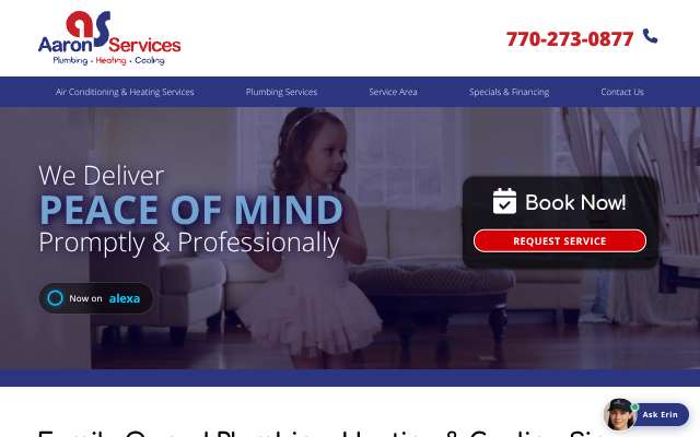 Aaron Services: Plumbing, Heating, Cooling's page as the assistant saw it
