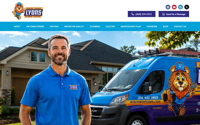 Lyons Air Conditioning and Heating's page as the assistant saw it