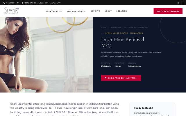 Spark Laser Center (Midtown)'s page as the assistant saw it