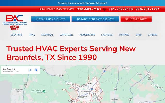 Beyer Air Conditioning and Heating's page as the assistant saw it