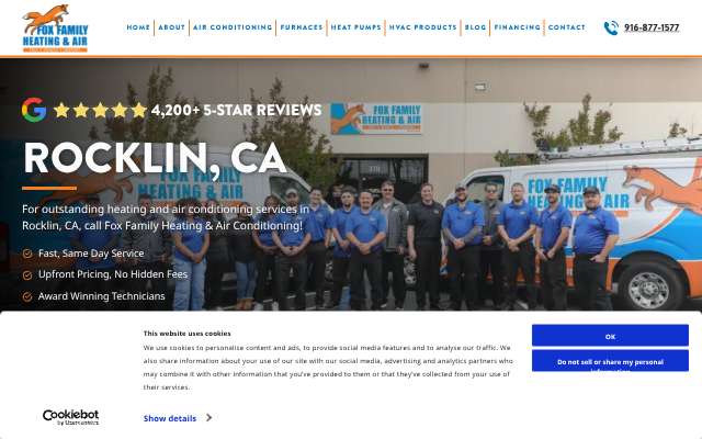 Fox Family Heating and Air Conditioning's page as the assistant saw it