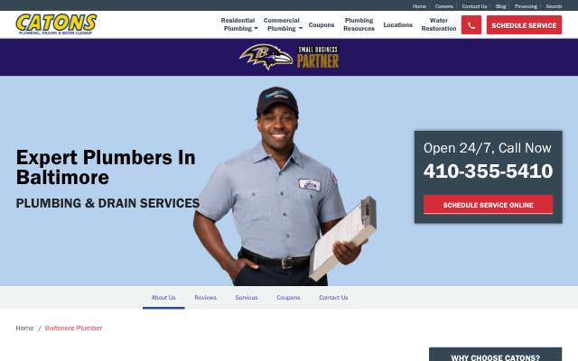 Catons Plumbing, Drains & Water Cleanup's page as the assistant saw it