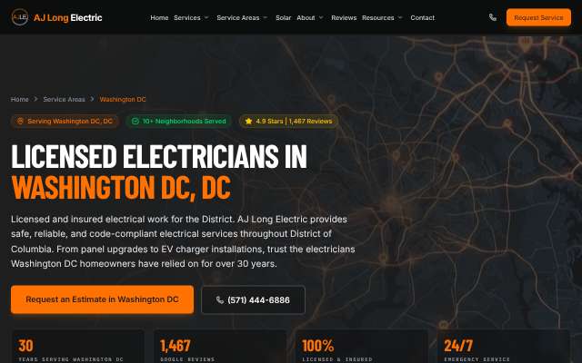 Page cited for AJ Long Electric