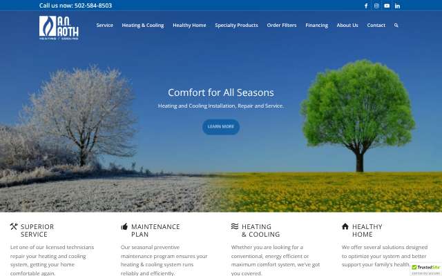 A.N. Roth Company Heating & Cooling's page as the assistant saw it