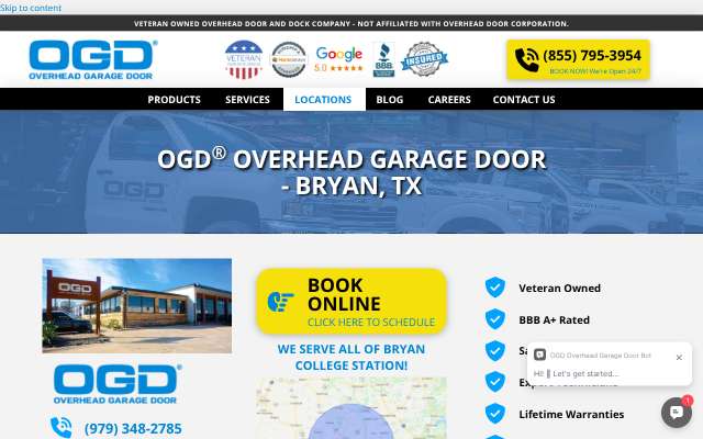 OGD Overhead Garage Door's page as the assistant saw it