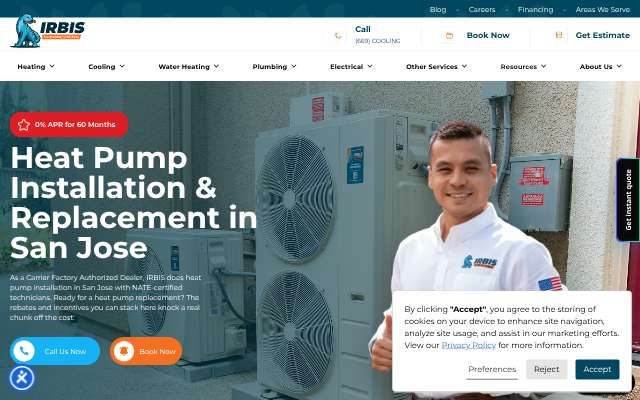 IRBIS Air, Plumbing & Electrical's page as the assistant saw it