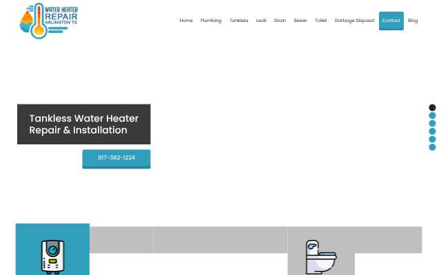 waterheaterrepairarlington.com's page as the assistant saw it