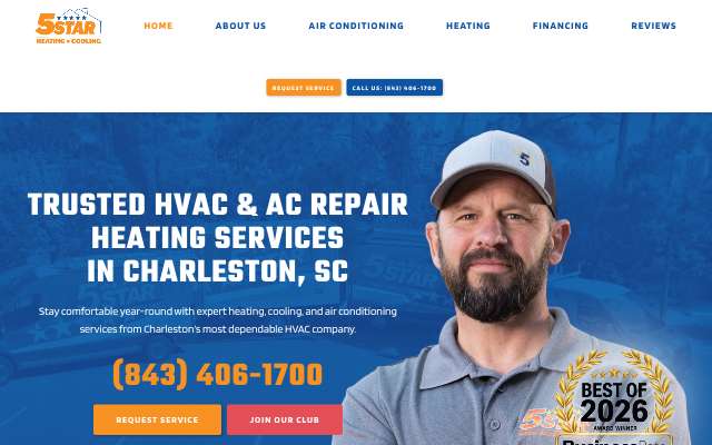 5 Star Charleston Heating and Air's page as the assistant saw it
