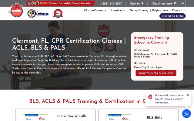 Same Day CPR - Clermont's page as the assistant saw it