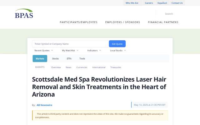 Scottsdale Med Spa's page as the assistant saw it