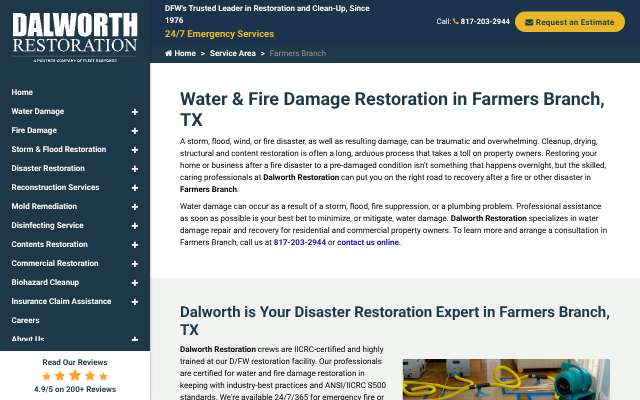 Dalworth Restoration's page as the assistant saw it