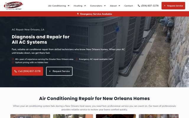 Lightning Service, Inc.'s page as the assistant saw it