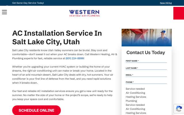 Western Heating, Air & Plumbing's page as the assistant saw it