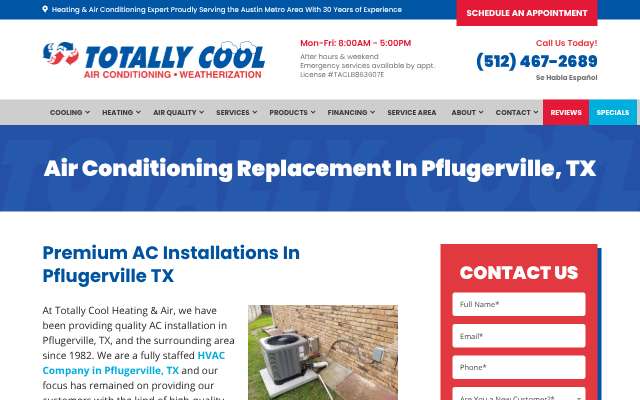 Totally Cool Heating & Air's page as the assistant saw it
