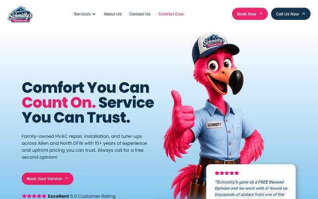 Schmidty's Heating & Air's page as the assistant saw it
