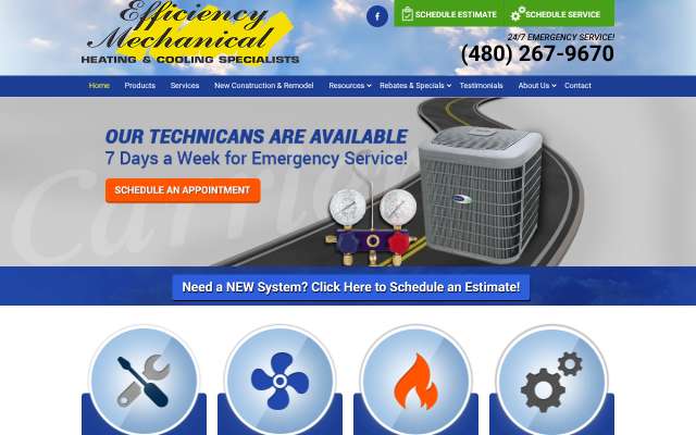 Efficiency Heating and Cooling's page as the assistant saw it