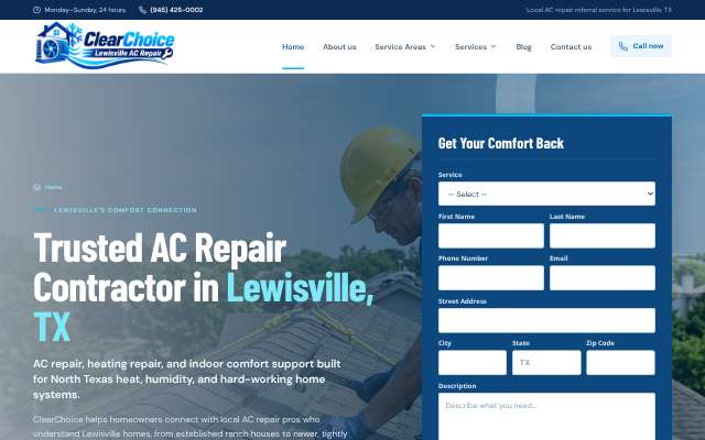 ClearChoice Lewisville AC Repair's page as the assistant saw it